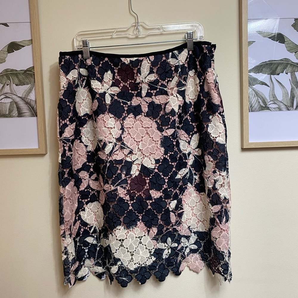 Vince Camuto Lace Floral Midi Skirt